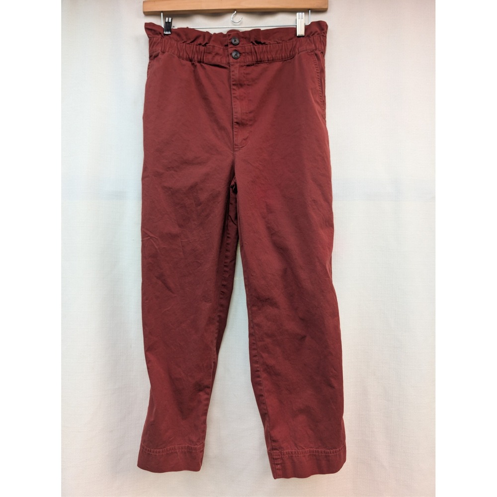 Madewell Paperbag Tapered Pants Womens 10 Mahogany Red Elastic High Rise MB251